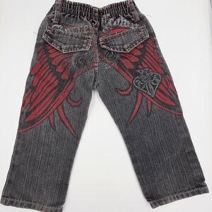 Stylish Kids Gray Jeans with Red Accents